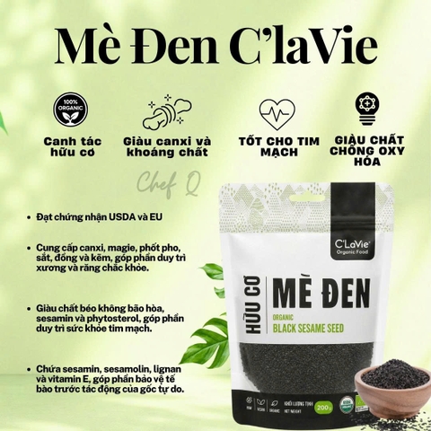 Mè Đen (Vừng Đen) C’Lavie Hữu Cơ 200gr – Dinh Dưỡng, Làm Đẹp Da Tóc