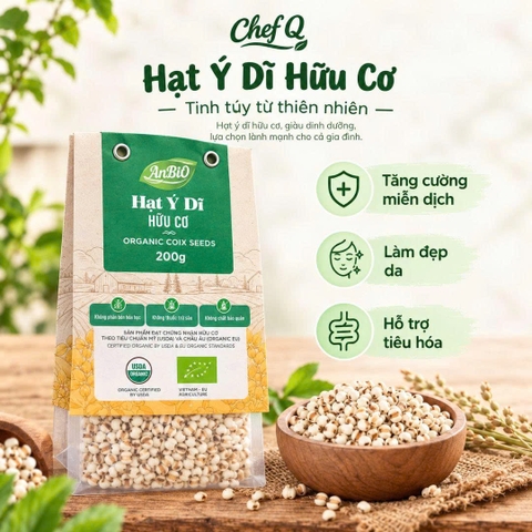 Hạt Ý Dĩ Hữu Cơ Anbio 200g | Nguyên Hạt, Thơm Bùi Tự Nhiên | Coix Seeds Organic