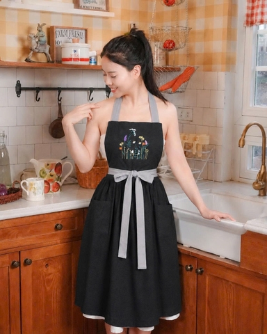 TẠP DỀ DÀI ĐEN TÍM THAN THÊU HOA