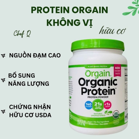 Bột Pha Protein Thực Vật Hữu Cơ Orgain - Có Vị & Không Vị