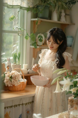 Tạp Dề Ren Hồng Bèo Vai – Tạp Dề Vintage Cao Cấp - Mẹ & Bé, Freesize - Set NHÃ