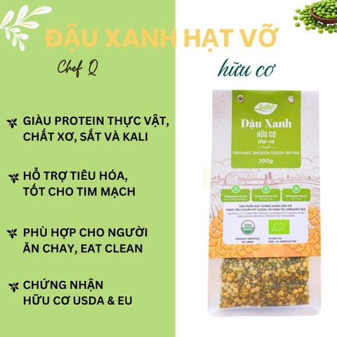 🟡 ĐẬU XANH HỮU CƠ ANBIO (HẠT VỠ) – ĐỖ XANH, LỤC ĐẬU CANH TÁC SẠCH, ORGANIC