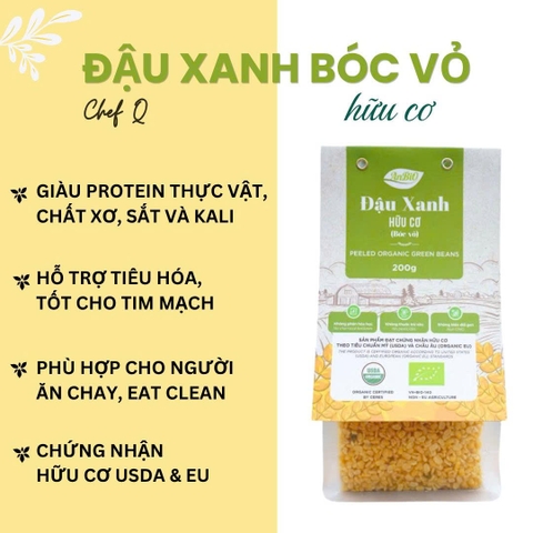 🟡 ĐẬU XANH HỮU CƠ ANBIO (BÓC VỎ) - ĐỖ XANH, LỤC ĐẬU ORGANIC TÁCH VỎ