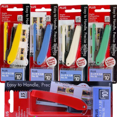 Bấm kim 10E 5 màu kèm 2 hộp kim Plus CH (T/100)