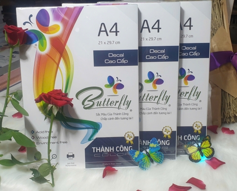 Decal Đế Xanh, Decal Đế Vàng Khổ A4 ĐL 170gsm Xấp/100 tờ – Giấy decal in tem nhãn chất lượng