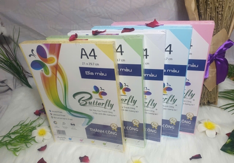 Bìa Màu Khổ A3, A4 ĐL 160gsm 100 Tờ/Xấp Nhiều Màu – Giấy bìa màu chất lượng cho in ấn và hồ sơ