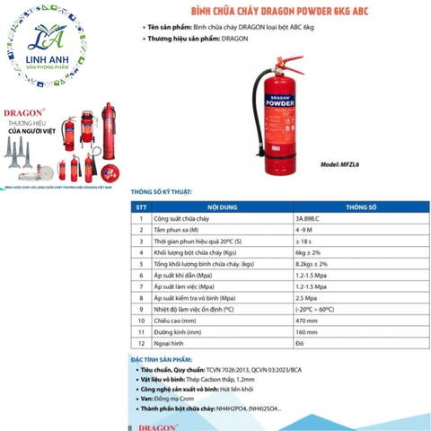 Bình chữa cháy DRAGON loại bột ABC 6kg