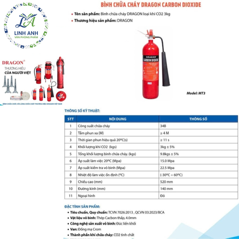 Bình chữa cháy DRAGON loại khí CO2 5kg