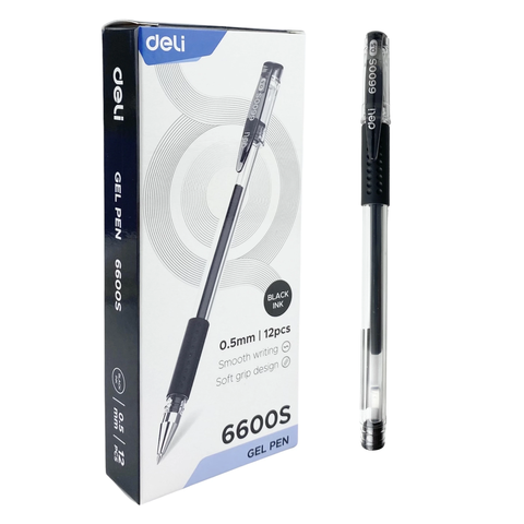 Bút gel Deli 6600S – Viết mượt êm, mực đều, nét đẹp, bền bỉ cho học tập & văn phòng (Hộp/12 cây)