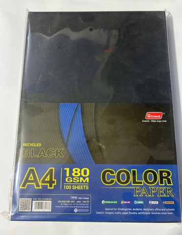 Bìa A4 Màu Đặc Biệt Đen 8178 180gsm – Giấy bìa đen cao cấp cho in ấn và thiết kế