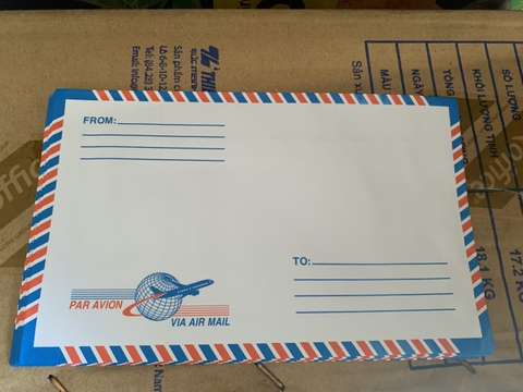 Bao thư sọc xéo 60gsm (11x18) in 2 màu, keo (X/25c)