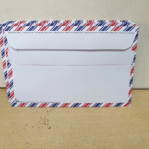 Bao thư sọc xéo 60gsm (11x18) in 2 màu, keo (X/25c)