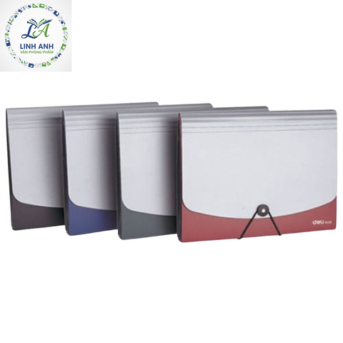 Cặp tài liệu nút bóng 5558 - Bìa 12 ngăn Deli