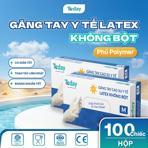Găng Tay Cao Su Y Tế TODAY Latex Không Bột 5.0G - PHỦ POLYMER