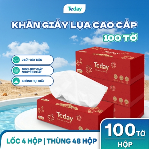 [Hộp 100 Tờ] Khăn Giấy Lụa TODAY Sang Trọng 2 Lớp