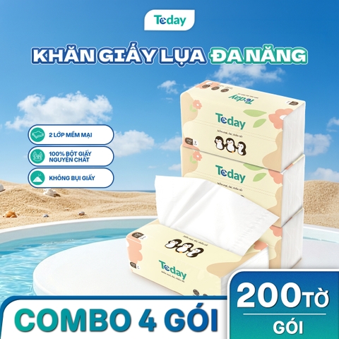 [Gói 200 Tờ] Khăn Giấy Lụa Đa Năng TODAY 2 Lớp
