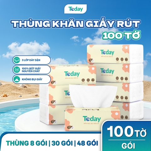 [Gói 100 Tờ] Khăn Giấy Ăn Lụa Rút TODAY 3 Lớp