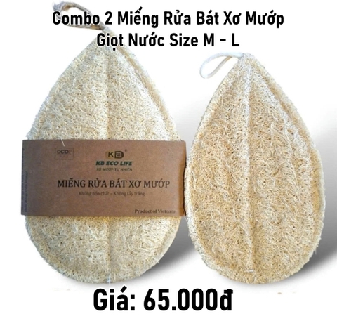 Combo 2 Miếng Rửa Bát Xơ Mướp Giọt Nước Size M-L