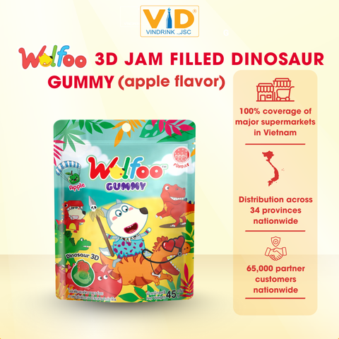 WOLFOO 3D JAM FILLED DINOSAUR GUMMY (Apple Flavor)