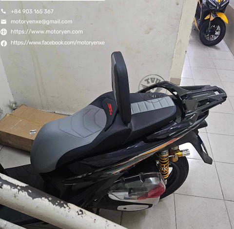 Yên xe tựa bật SH đen xám phối độc đáo - SH-TL03-GREY