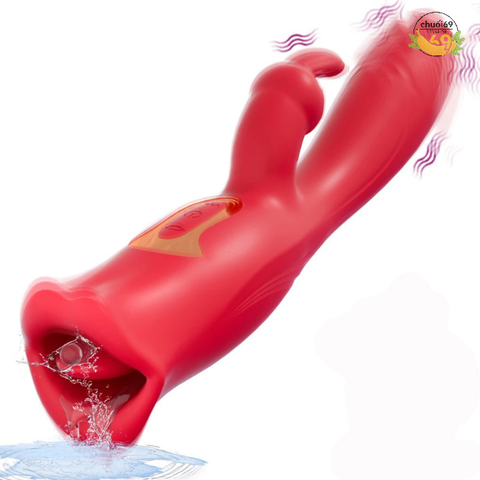 Sextoy hai đầu rung kích thích điểm G liếm âm vật
