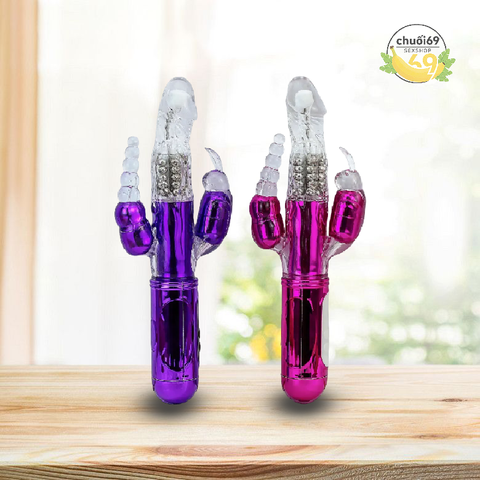 Dương Vật Giả 3 Đầu Rung Thụt Ngoáy Pin Sạc Cao Cấp