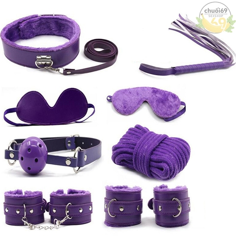 Set Đồ Chơi Tình Dục 8 Chi Tiết Bằng Da Hóa Trang Nô Lệ Bạo Dâm BDSM