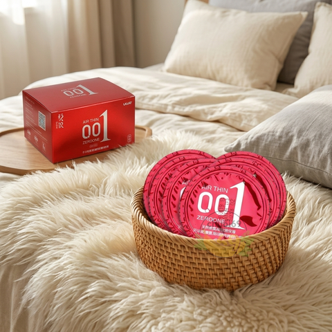 Bao Cao Su Siêu Mỏng OLO 001 Đỏ (Độ Mỏng Kỷ Lục 0.01mm, An Toàn Cho Da Nhạy Cảm)