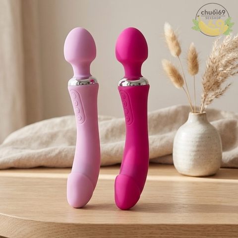Máy Massage Điểm G Double End Rung 2 Đầu Ấm Nóng Pin Sạc