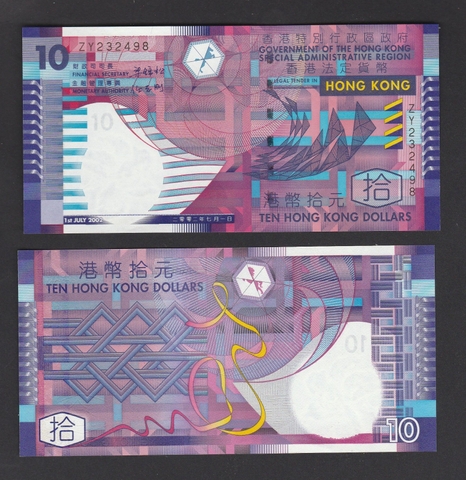 10 dollars sắc màu Hong Kong polymer
