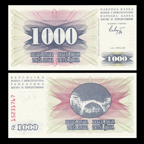 1000 dinara Bosnia - Herzegovina 1992