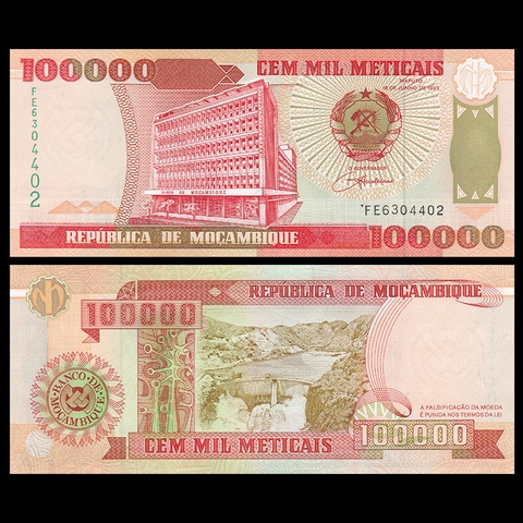 100000 meticais Mozambique 1993