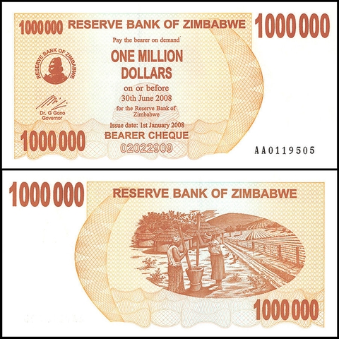 1 triệu dollars Zimbabwe 2008