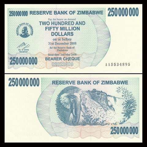 250 triệu dollars Zimbabwe 2008