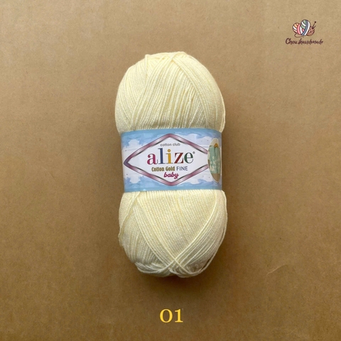 Len hè Cotton Gold Fine Baby nhập khẩu từ Alize Yarns, dành cho bé, đan móc áo, váy