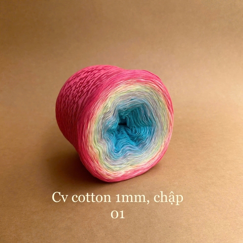 Cầu vồng cotton 1mm, sợi chập đan móc áo, váy, khăn
