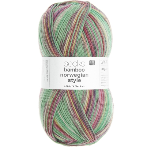 Len Socks Bamboo Norwegian Style, 100g - 420m, nhập từ Rico Design, đan móc áo, tất vớ