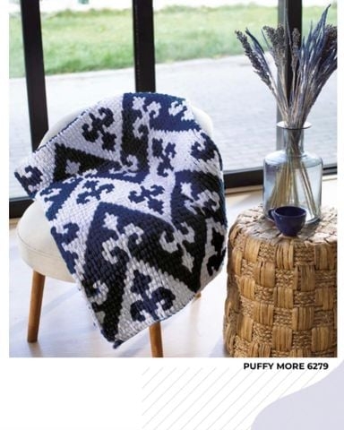 Len to loang Puffy More nhập khẩu từ Alize Yarns tết chăn, thảm, vỏ gối