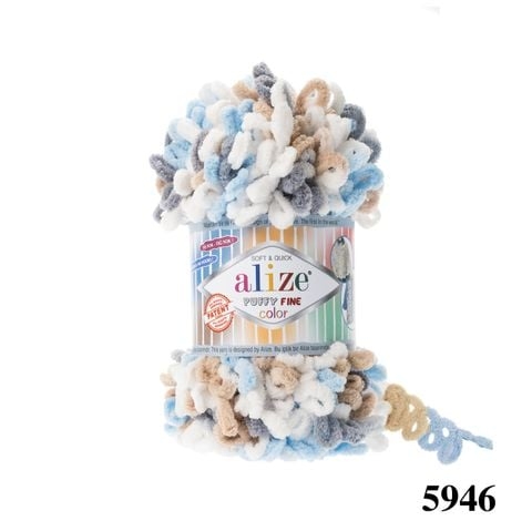 Len to Puffy Fine Color hãng Alize Yarns tết chăn, khăn, vỏ gối, thảm