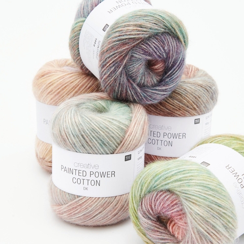 Sợi Creative Painted Power Cotton dk, 100g - 300m, nhập từ Rico Design, đan móc áo, khăn, váy