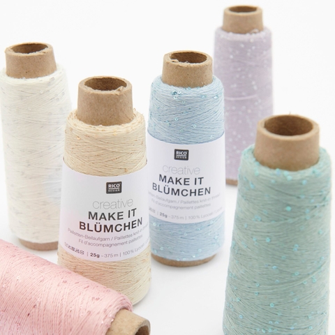 Sợi Creative Make It Blumchen, 25g - 375m, nhập từ Rico Design, đan móc áo, khăn, váy