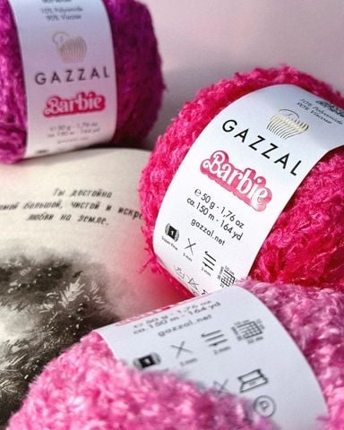 Len lông xù Barbie nhập từ Gazzal, đan móc áo, váy, khăn