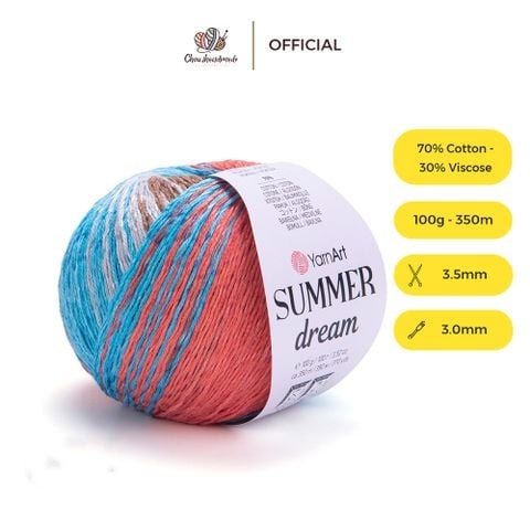 Sợi cotton visco Summer Dream nhập khẩu từ Yarnart, đan móc áo, váy, khăn