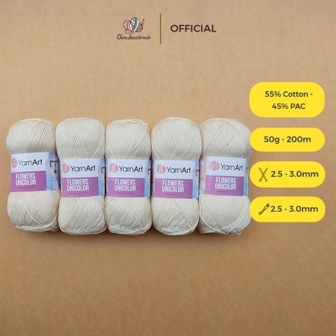 Sợi cotton Flowers Unicolor nhập khẩu từ  Yarnart đan móc áo, váy, khăn