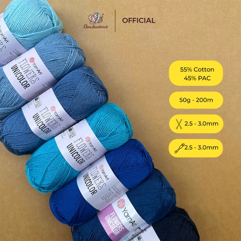 Sợi cotton Flowers Unicolor nhập khẩu từ  Yarnart đan móc áo, váy, khăn