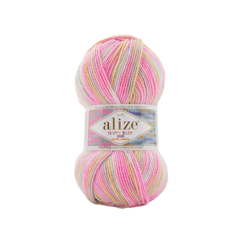 Len chống xù Happy Baby New Multi Colors - Alize Yarns, 100g - 320m, dùng để đan móc áo, váy, khăn