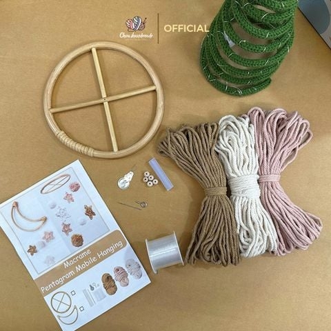 Bộ combo DIY sợi macrame hình tròn, dùng để trang trí nội thất