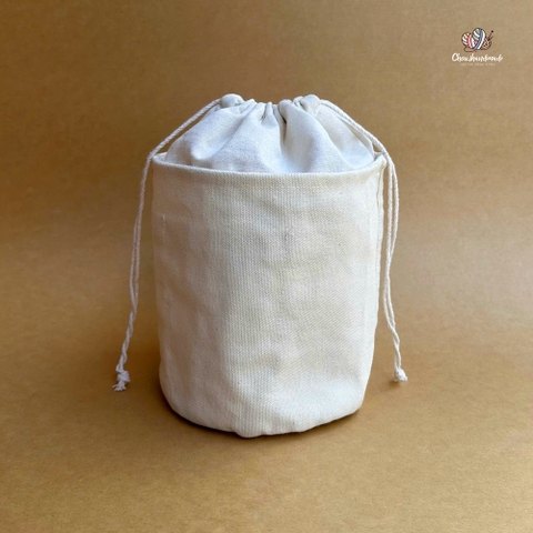Lót túi rút tròn, đường kính 15cm, cao 16cm, dùng lót trong túi đan móc handmade