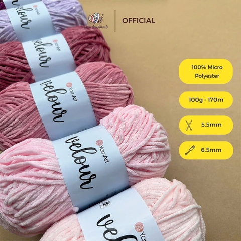 Len nhung Velour nhập khẩu từ Yarnart, đan móc áo, khăn