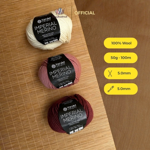 Len ấm Imperial Merino nhập khẩu từ Yarnart, đan móc áo, khăn, nón, váy